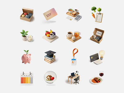 3D Icons for Employee Benefits 3d icons ai generated benefits employee benefits icon set illustration midjourney openai product design prompt engineering ui icons web design