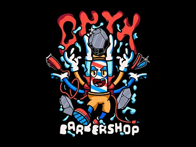 Onyx Barbershop barber barbershop branding clippers cream crumby crumby creative float illustration lincoln local nebraska onyx pole razor screen print straight edge t shirt vector art