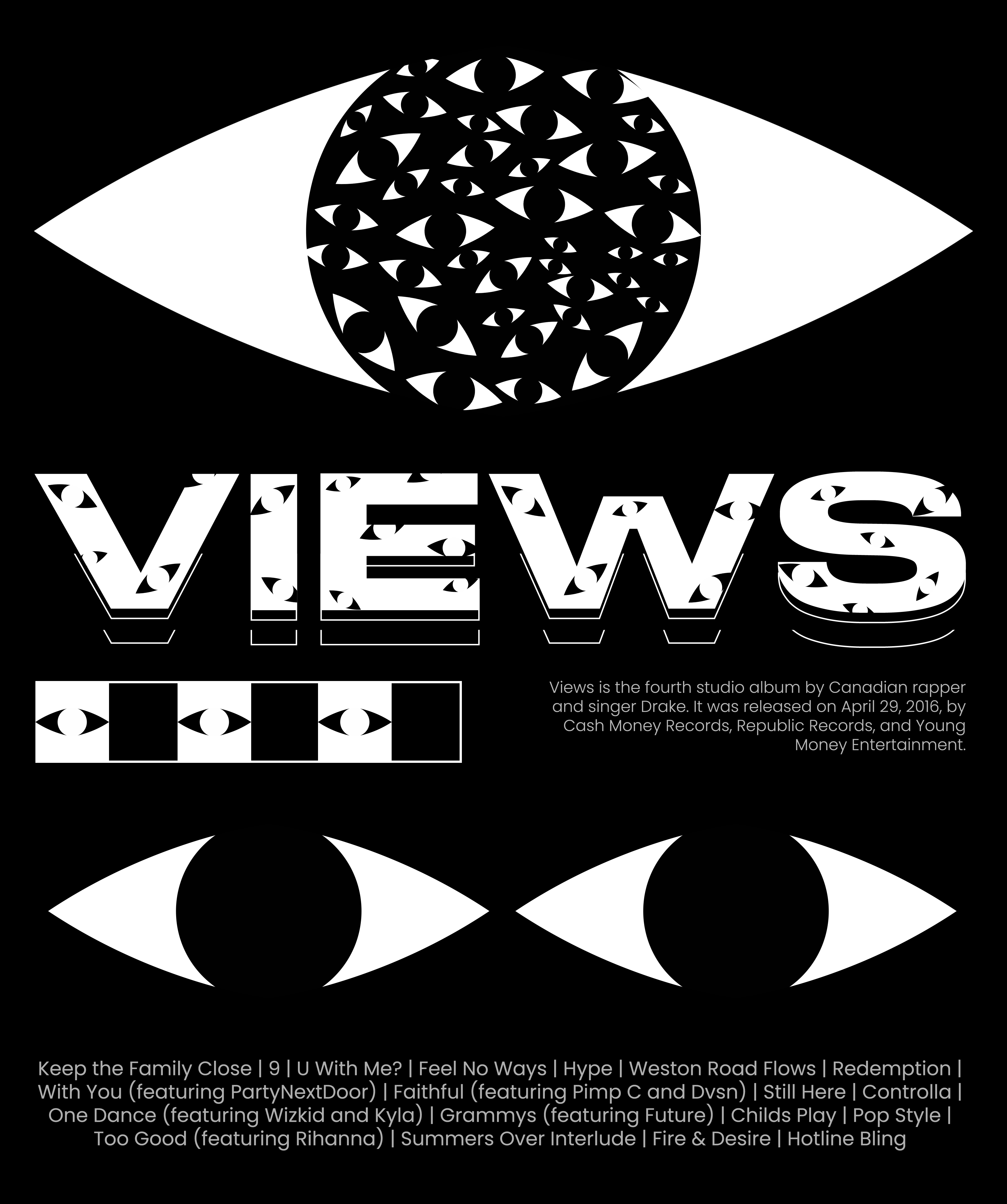 Views - Poster apparel design design drake album views graphic design merch design poster poster design views
