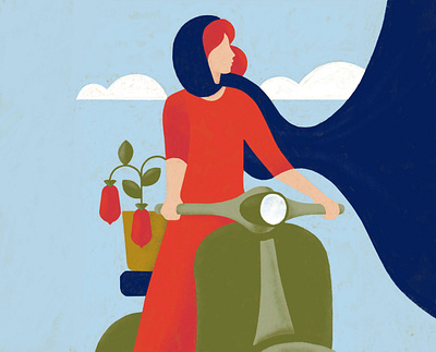 Vintage Poster Art for SAN Ristorante branding design food girl graphic illustration italian milan arsenovic minimal painting poster print restaurant retro texture tomato vector vespa vintage