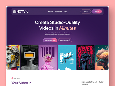 NXTvid – Content Creation Website Redesign content creation content creation platform ui content creation website content platform ui design landing page modern landing page ui product product design redesign website ui ux video content website ui website ui
