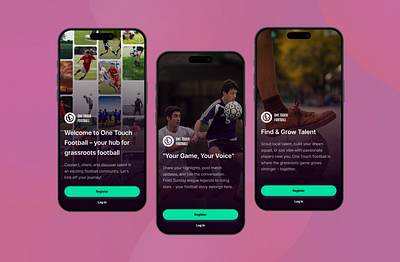 One Touch Football (Onboarding screens) adobexd branding design minimal ui