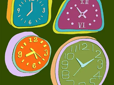Clocks clocks hand drawn illustration