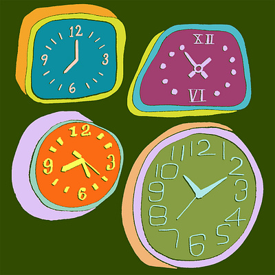 Clocks clocks hand drawn illustration