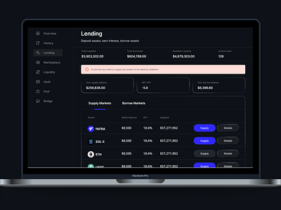 Crypto lending dashboard crypto crypto dashboard design cryptocurrency ui web3 dashboard web3 design