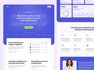 Helpr - Customer Support SaaS Landing Page designer freelance homepage illustration landing landingpage saas ui webdesign