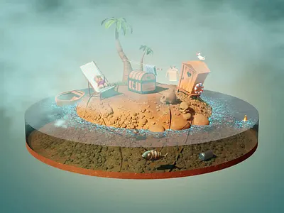 Treasure Island 3d 3danimation 3dcartoon 3dillustration animation blender3d
