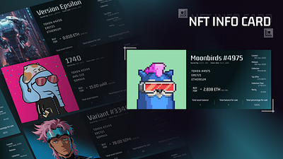 NFT Info Card UI - Day 45 of DailyUI card design dailyui design figma graphic design info card info card ui modern modern ui nft nft card nft card design nft card ui nft ui nfts ui ui design ui ux ui ux design web design