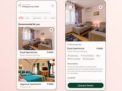 Apartment Listing Mobile App Design aethetic branding clean ui graphic design mobile product design ui user experience user interface ux