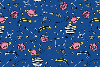 Stars and planets doodle pattern doodle planets galaxy print illustration kids space pattern pattern patterns planets and stars space pattern stars and constellations vector