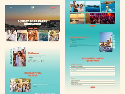 Vibrant Web Design for Dubrovnik’s Famous Boat Party colorful ui event website fun theme modern layout music event nightlife party website summer summer vibes vibrant website website