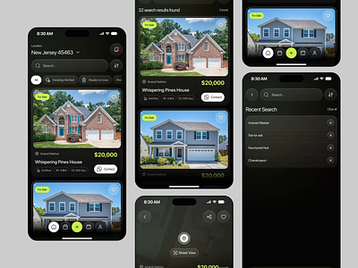 Real Estate Mobile App – Modern Property Search UI app app design app interface dark mode interface ios app mobile mobile app mobile app design mobile application mobile ui modern app ui product design real estate real estate app rental app ui saas ui ux