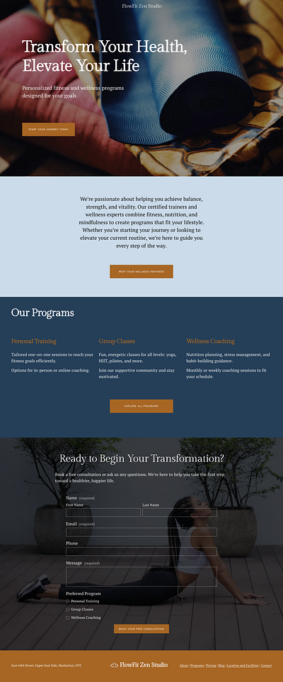 Fitness Studio website design branding graphic design squarespace ui webdesign