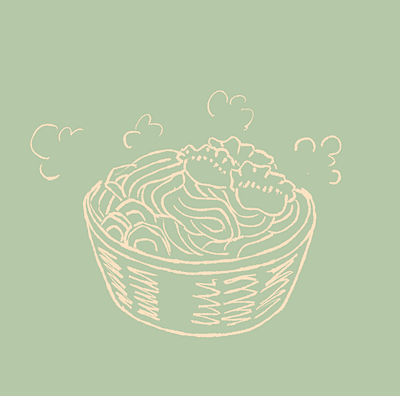 Steamy Noodles with Dumplings and Carrot digital painting food illustration illustration