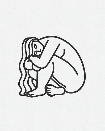 Bold Contours of Solitude: Minimalist Line Art Series of Human figurative art fine art posters human form line art