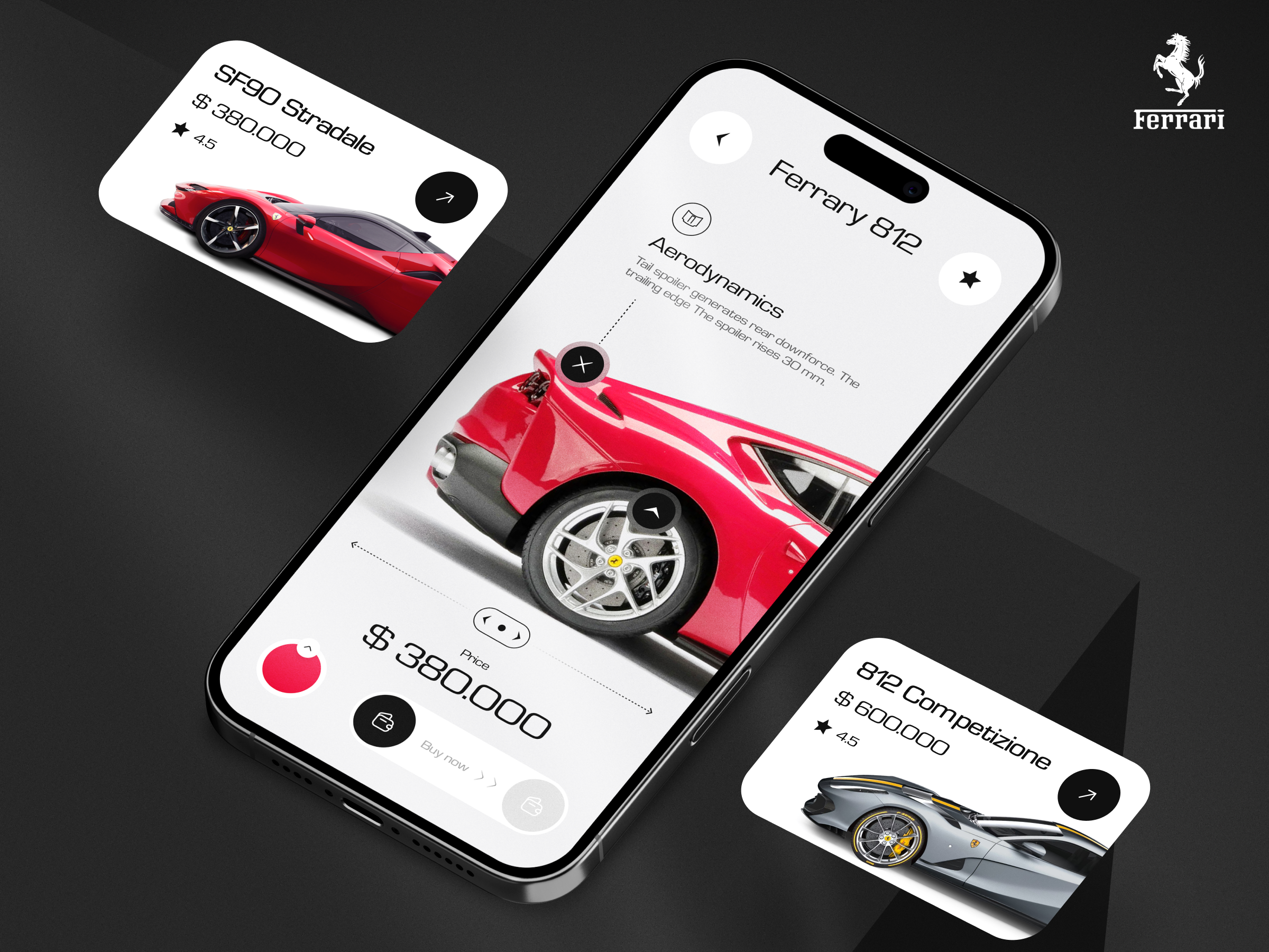Car Sale App Concept - Ferrari app design car model car rental ecommerce ferrari innovation inspiration ios luxury minimalism mobile design product design rental ui concept ui design ui ux ux design