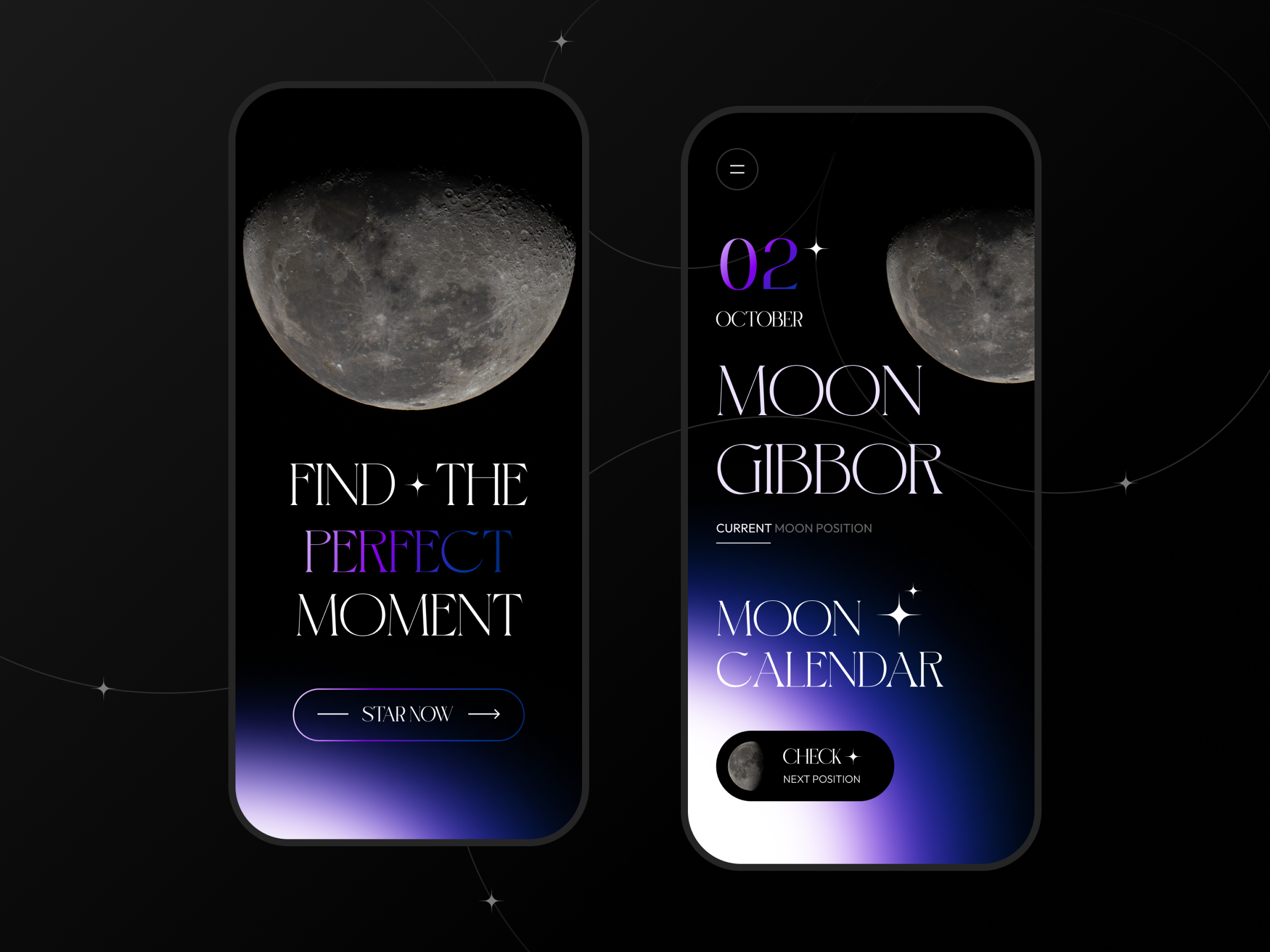 Moon App app design innovation inspiration ios moon moon calendar productu design ui ui design user experience user interface ux ux design