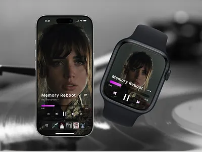 Music Player for different devices #dailyui dailyui iphone iwatch music music player player ui