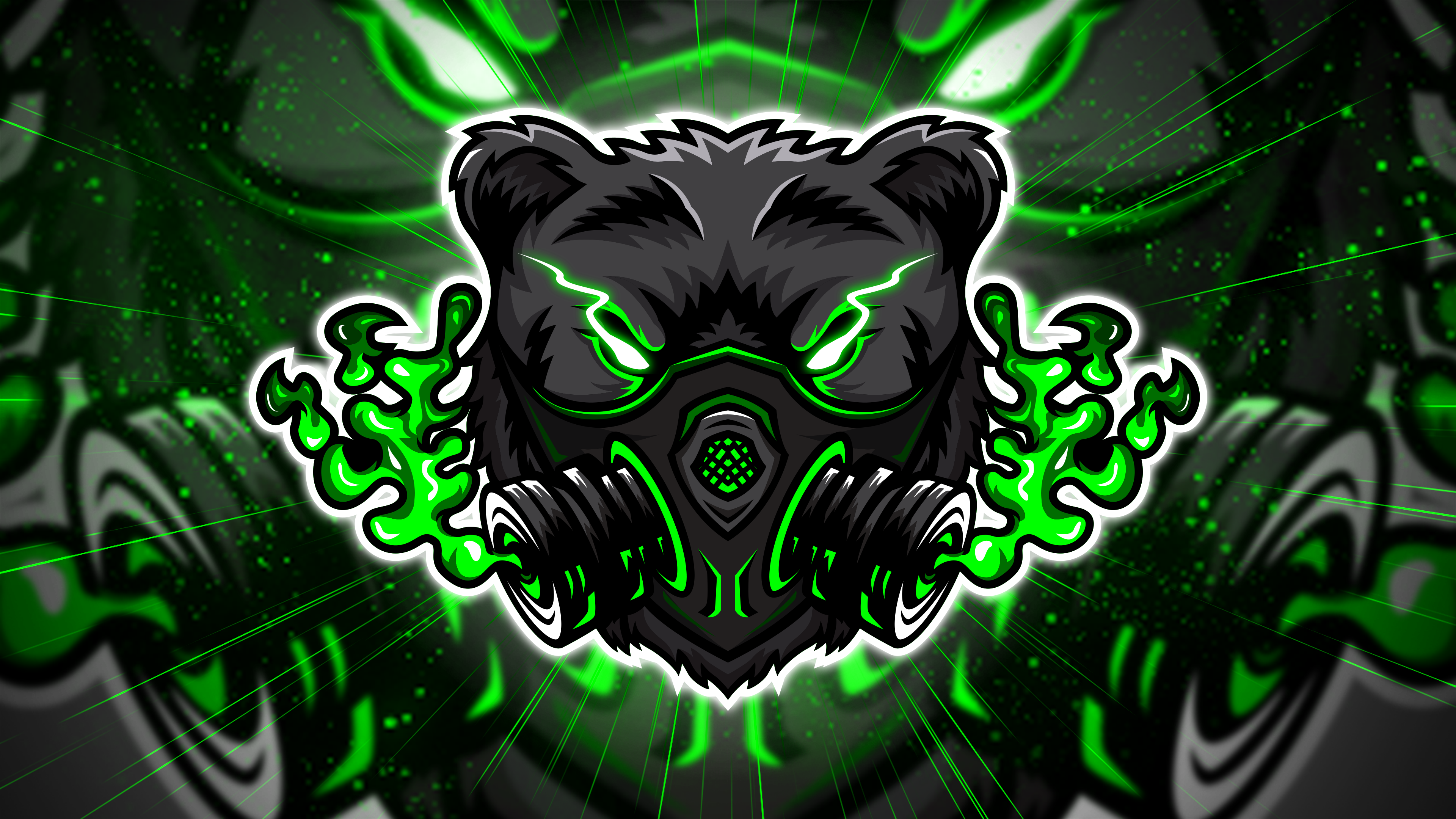 Bear GasMask Mascot Logo bear branding esports esports logo gaming gaming logo gaming mascot logo illustration mascot mascot logo