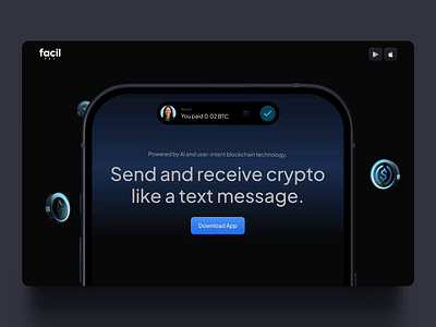 Website for the FacilPay Messaging and Payment Platform animation crypto fintech landing page outcrowd payment saas ui web design web development web platform web3 webflow website