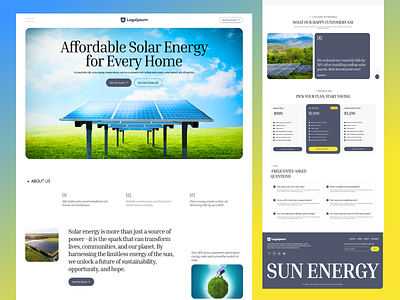 Solar Energy Landing Page UI Design Concept clean concept energy green energy green tech landing page minimal solar energy sustainable website design ui ui designer ui ux design ux design web design web ui website ui design