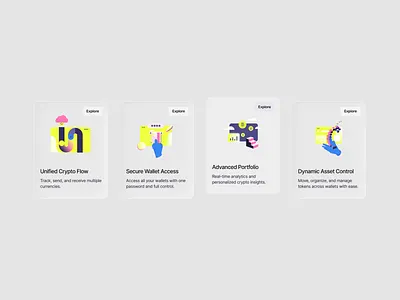 Crypto web cards cards crypto crypto website design figma figma design fintech fintech illustration fintech web fintech website glass effect illustration ui ux vector web web design website