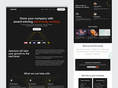 Aperture Website: Web Design & Development for Growth Agencies design landing ui ux web web design web development webflow website