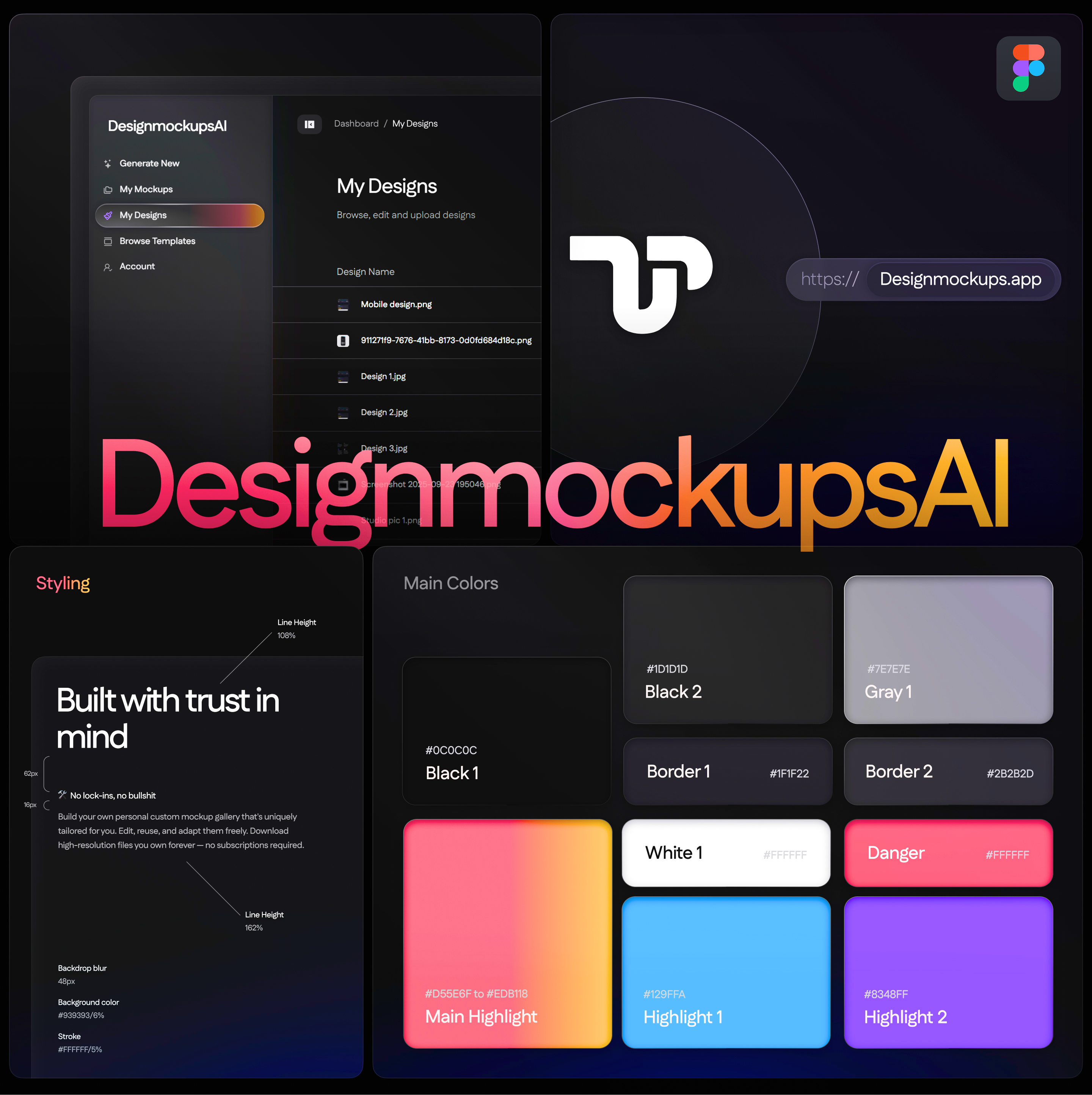 Designmockups.app SaaS Web App | Design, Branding & Web branding design figma full stack development graphic design product product development saas saas design software branding software development ui ux web design web development