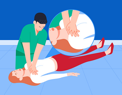 CPR & First Aid Illustration cpr design firstaid flat illustration flatdesign gfxmob graphic design health awareness healthcare illustration landing page medical design medical illustration rescue vector web illustration