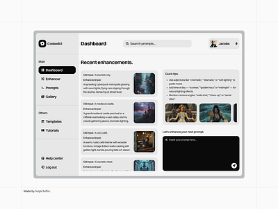 SaaS Dashboard UI/UX Design For AI Prompt Enhancer cookedui dashboard saas swiss style ui ux