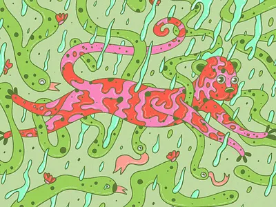 The Rain Cheetah animalistic cartoon cheetah design doodle flat icon illustration illustrator lucky mascot pattern pictogram product art product illustration san francisco ui ui art vector