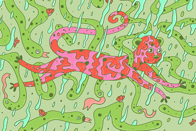 The Rain Cheetah animalistic cartoon cheetah design doodle flat icon illustration illustrator lucky mascot pattern pictogram product art product illustration san francisco ui ui art vector