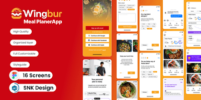 🍽️ Wingbur Meal Planner App branding design illustration ui uiux ux vector