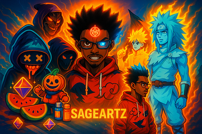 Supernatural Heroes in Fiery Harmony branding logo
