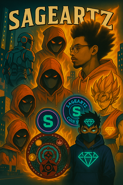 SageArtz_ Heroes in Fiery Battle branding logo