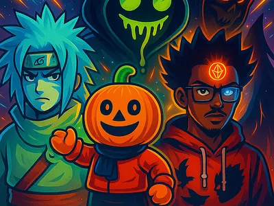 Cosmic Heroes in Neon Light branding logo