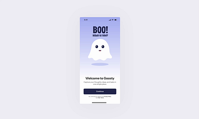 Welcome Page Animated Screen animate ghost mobile design mobile onboard note app onboard onboard page onboarding page ui welcome welcome page