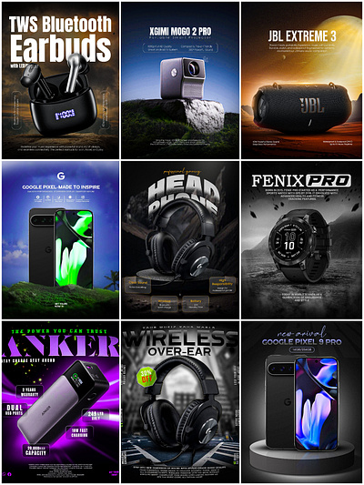 Gadget social media advertise branding earphone gadget google pixel graphic design headphone jbl mobile power bank speaker
