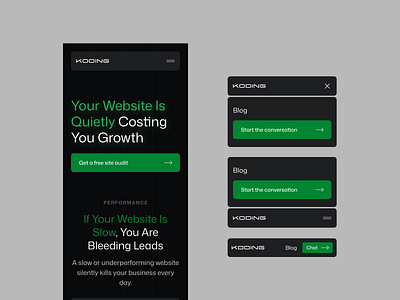 Koding Agency Mobile Nav Explorations clean minimal mobile mobile design simple ui ux web web design