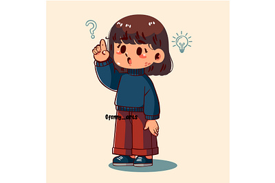 Cartoon Girl Raising Her Hand ask asking attention cartoon character collage curious data education find hunt kids marks observation observe people question questionmark scavenger search