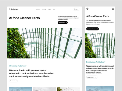 TruCarbon® - AI-powered sustainability platform ai brand designer branding carbon design designer earth eco green minimal responsive saas simple sustainability ui ux web web design website white