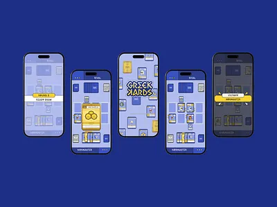 Greek Themed Trading Card Game design game design illustration interface logo mobile game nft trading card ui ui ux ux vector
