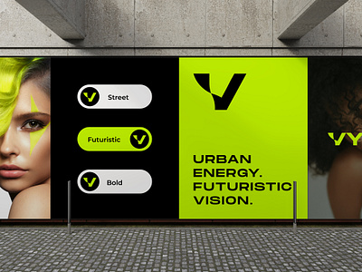 Vyral Brand Implementation billboard brand brand design brand fashion brand identity branding fashion futuristic graphic design logo logo design logos mark print signage streetwear visual branding visual identity wordmark