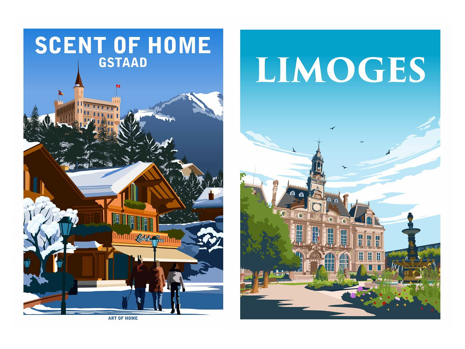 Example of Vintage, Retro, Modern Travel Posters.