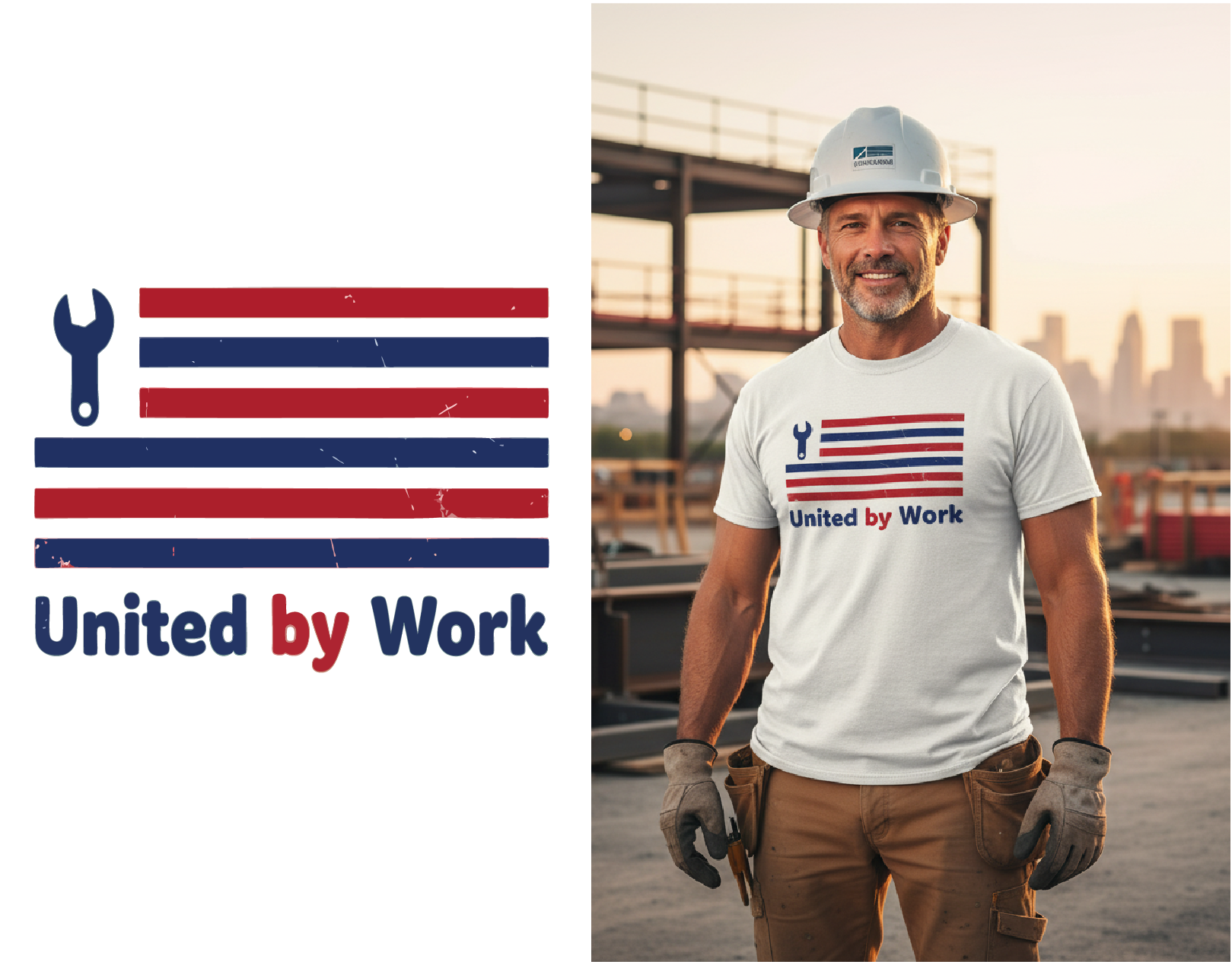​​​​​​​Labor Day Flag & Wrench Design Apparel Graphic ‘United by apparel design labor day labor day t shirt design t shirt