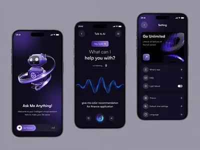 AI Assistant Mobile App ai ai app ai app design ai assistant ai intereface ai startup ai technology ai voice artificial intelligence chat gpt ios app design machine learning mobile app mobile app design product smart assistant tech ui ux voice recognition voice record