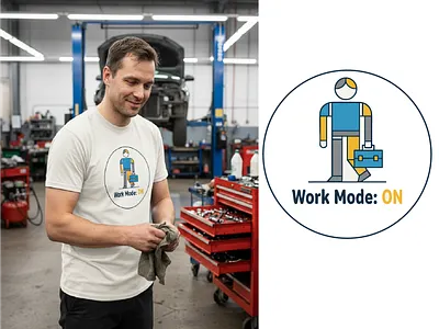 Labor Day Geometric Worker Design Playful ‘Work Mode: ON’ T shir apparel design labor day labor day 2025 labor day t shirt design