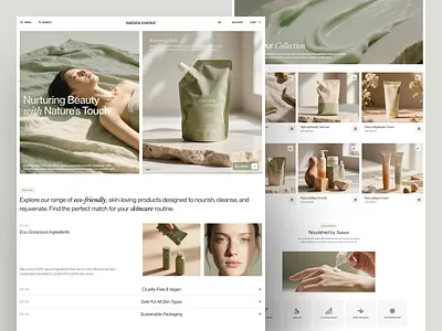 Nutura Essence - Skincare Ecommerce Website animation beuty bodycare branding design eccomerece header illustration landing page nature shop skincare ui uiux web design website