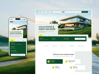 Real Estate Website • Hero Section business buy sell rent design graphic design hero section landing page luxury premium property real estate website rental search ui ui design web app website website design