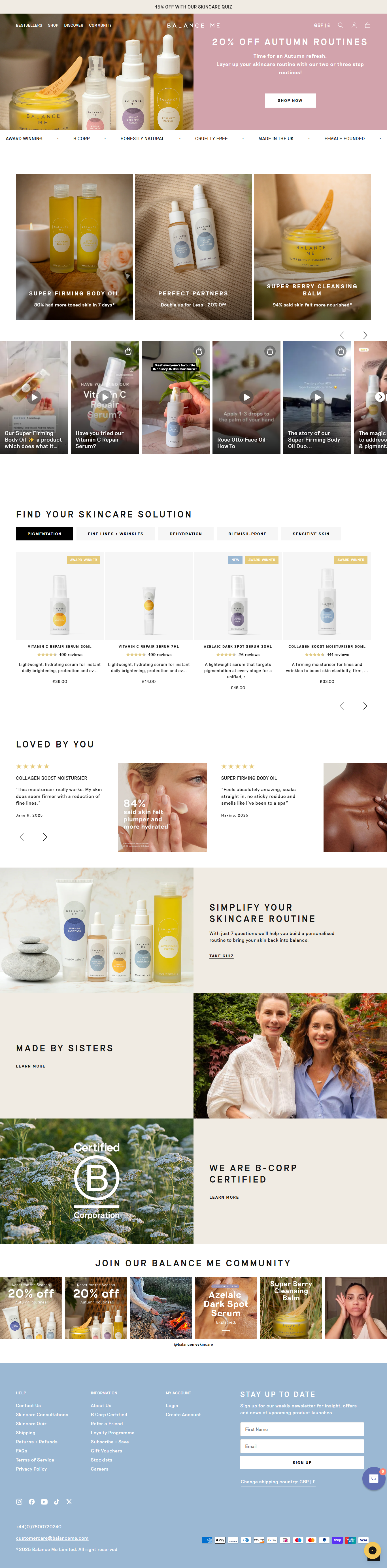 Balance Me — Clean Beauty & Skincare Bigcommerce Store Design bigcommerce branding ecommerce ecommerce store design ecommerce ui logo product page theme development